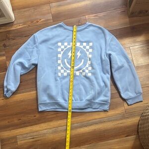 SHEIN Blue Lightning Smiley Sweatshirt